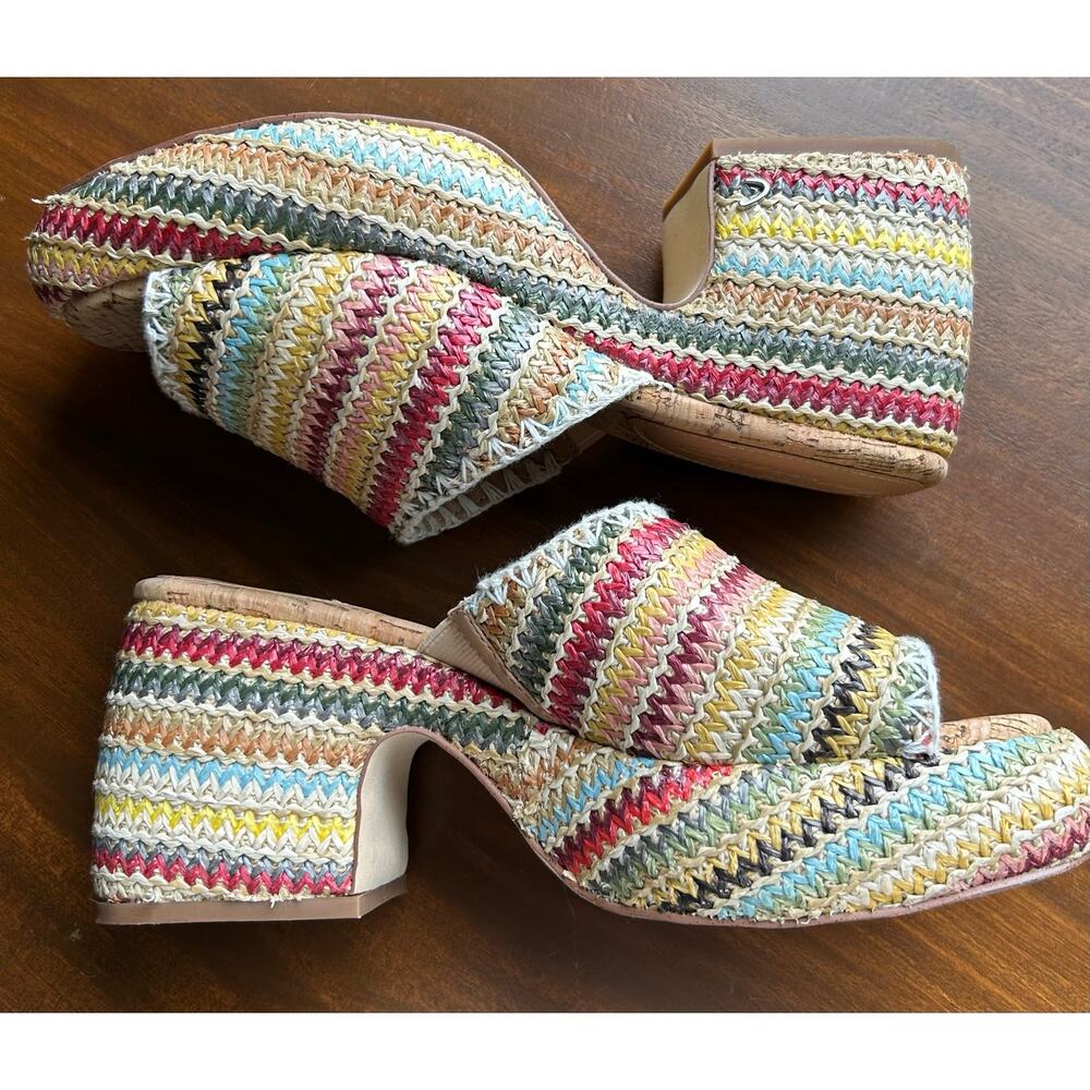 Circus NY by Sam Edelman Ilyse Platform Sandal Multicolored Zigzag Design Sz 8.5